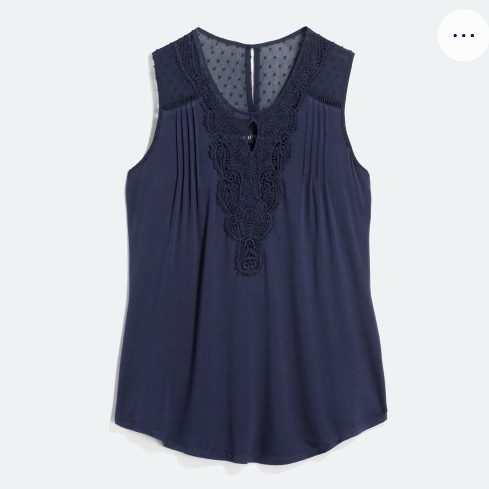 Daniel Rainn Crochet Front Keyhole Knit Top